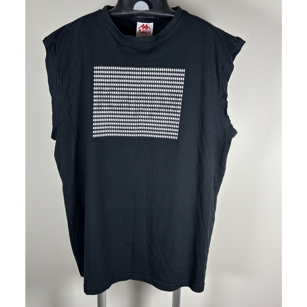 Kappa Black Faded Spell Out Trippy Logo Sleeveless T-Shirt Men's Size XL